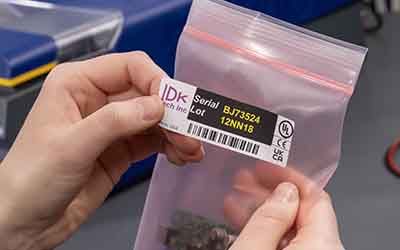 Etykieta z kodem kreskowym naklejana na produkt.